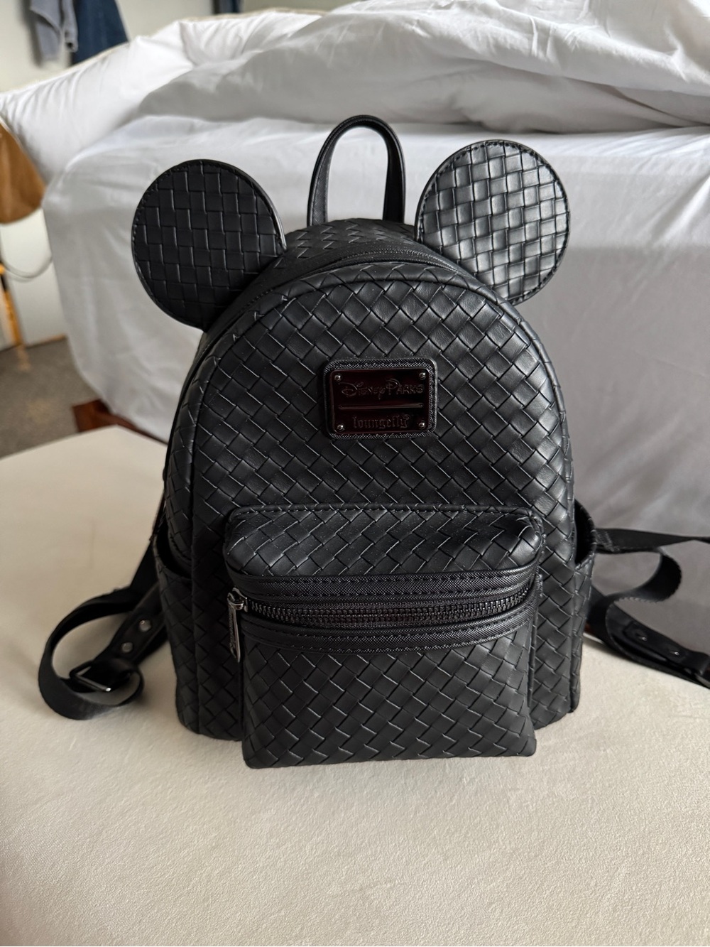 Disney Black Woven Mini Backpack with Ear Silhouette - Picture 2 of 12